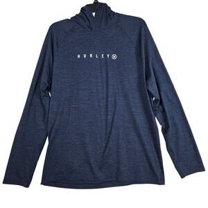 Hurley Performance Hoodie Mens Large Heather Blue Lightweight Skate Athleisure